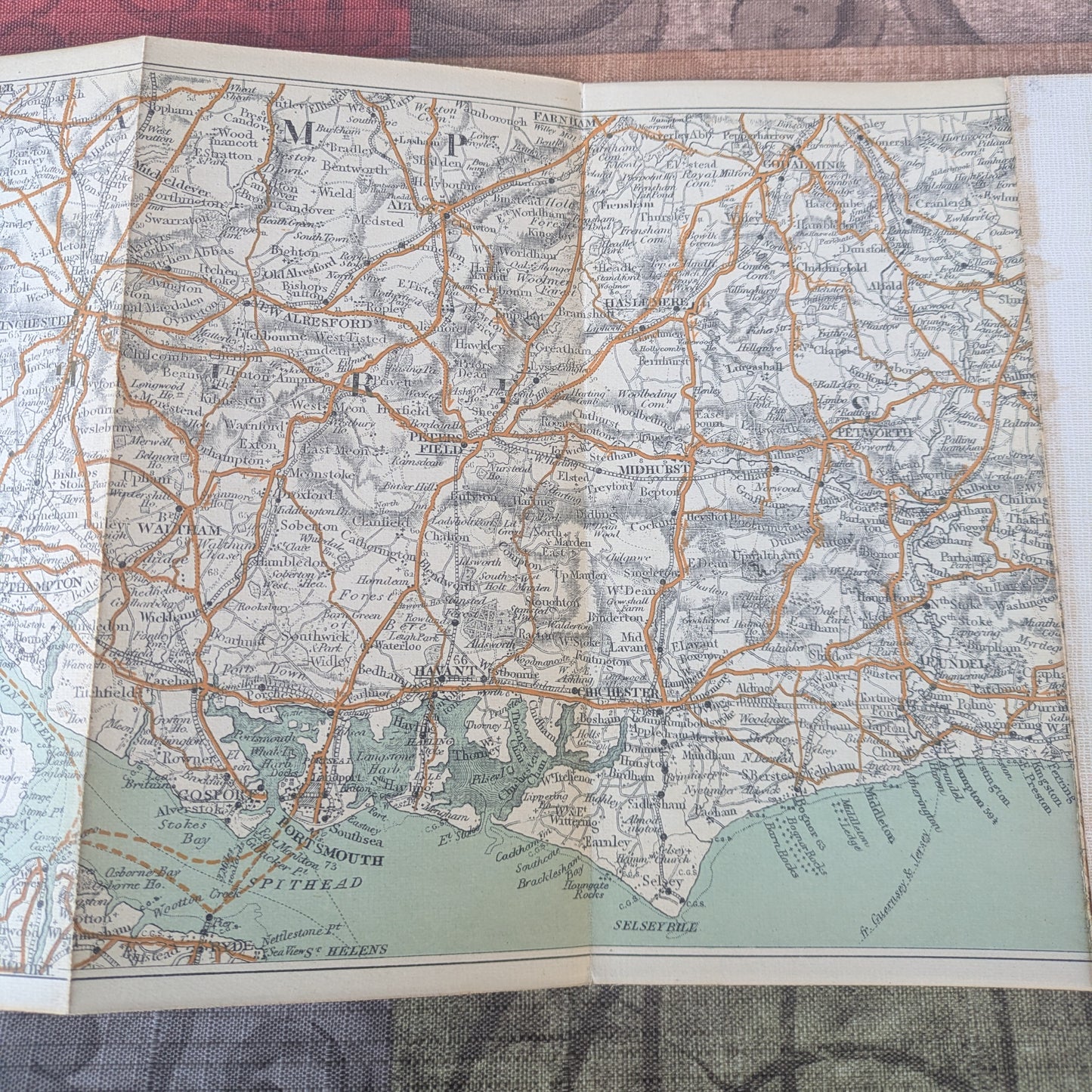 Antique English Maps- Bacon's Road-Map of the South Coast & Bartholomew's Map of the Lake District