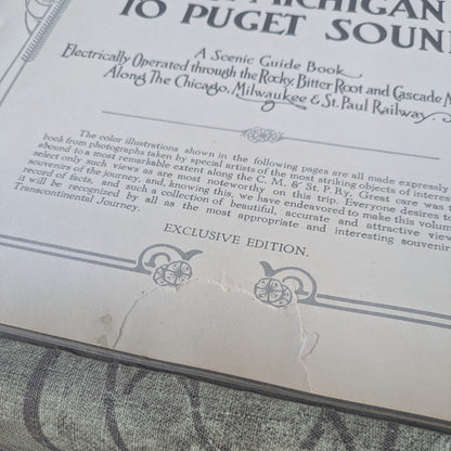Antique 1914 Lake Michigan to Puget Sound Along the Chicago, Milwaukee & St. Paul Railway Scenic Guide Book Souvenir with Full Color Illustrations