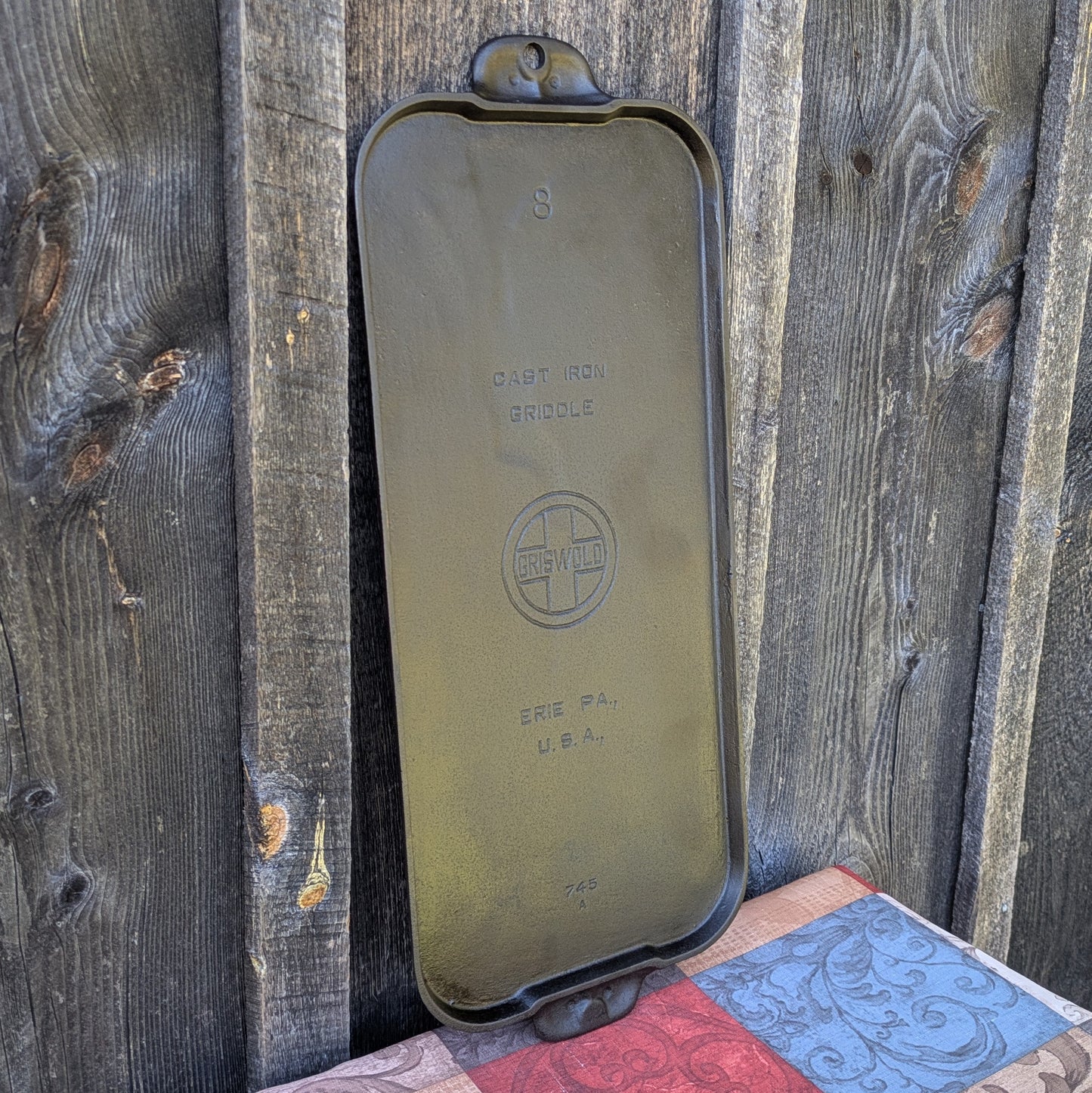Vintage Griswold #8 Cast Iron Double Griddle with Large Block Logo 745 A