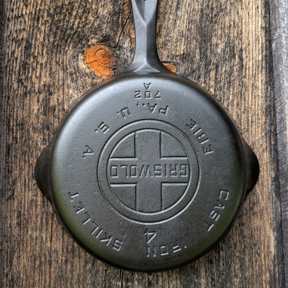Vintage Griswold #4 Cast Iron Skillet with Large Block Logo 702 A