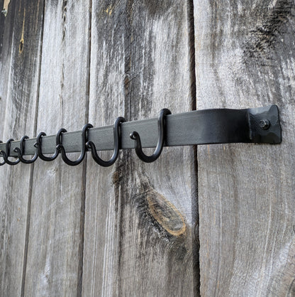 Hand Forged Smooth Finish Wall Mounted Pot Rack-36" Length