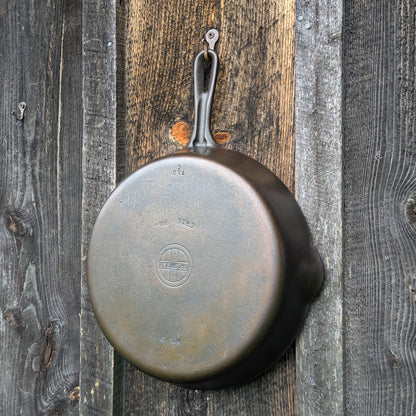 Griswold #9 Cast Iron Skillet with Small Block Logo and Grooved Handle 710 C