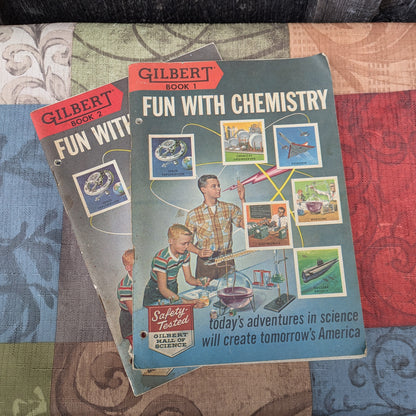 Vintage 1961 Gilbert Fun with Chemistry Books 1 & 2