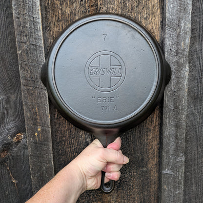 Vintage Griswold #7 Cast Iron Skillet with Slant Erie Logo 701 A