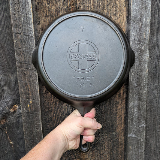Vintage Griswold #7 Cast Iron Skillet with Slant Erie Logo 701 A