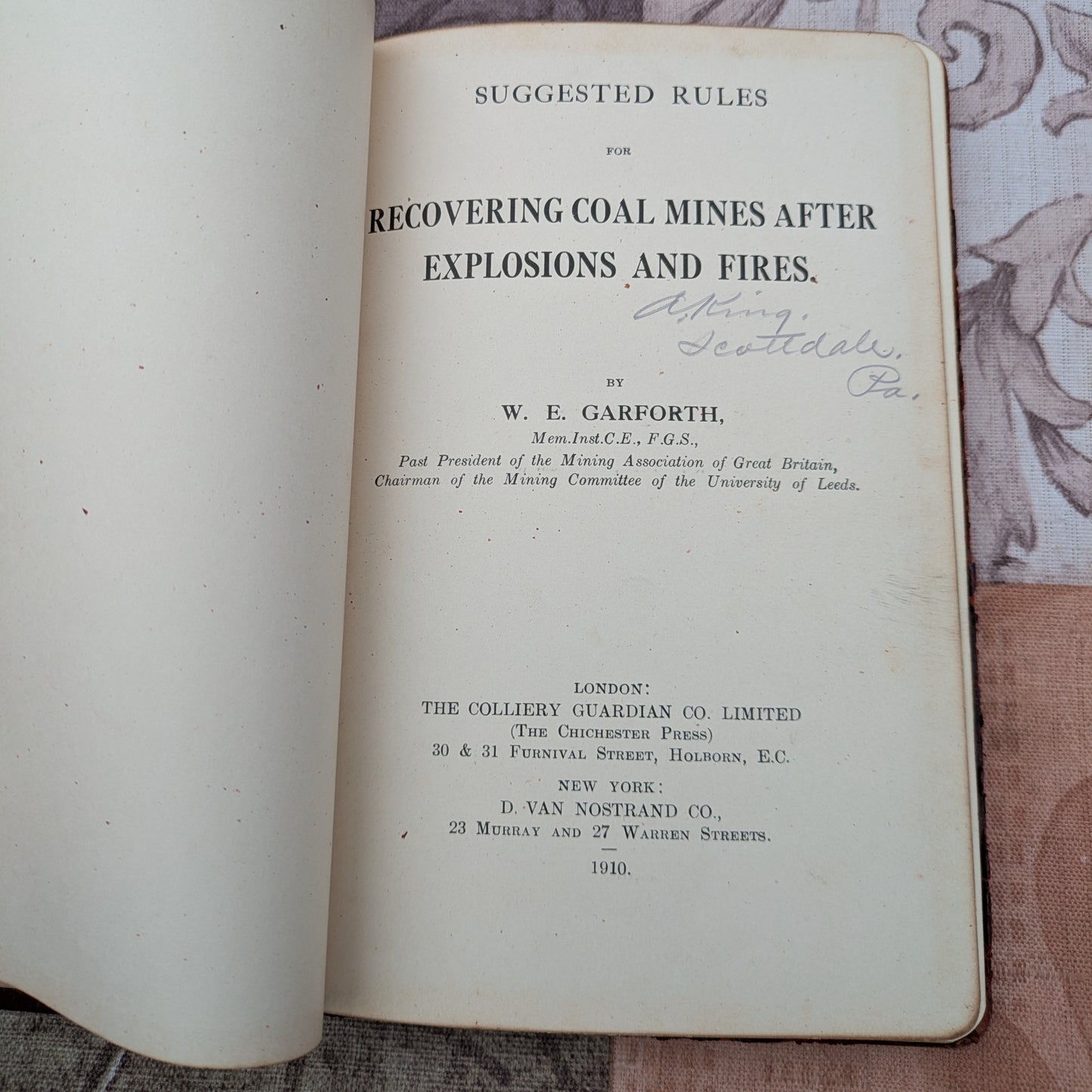 1910 Suggested Rules for Recovering Coal Mines After Explosions and Fires by W. E. Garforth