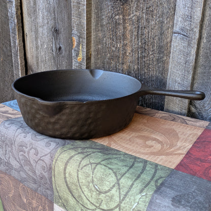 Ugly Hammered #8 Cast Iron Deep Skillet or Chicken Fryer with Lid