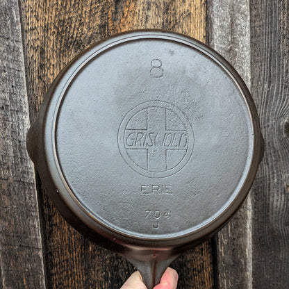 Antique Griswold #8 Slant Erie Cast Iron Skillet 704 J