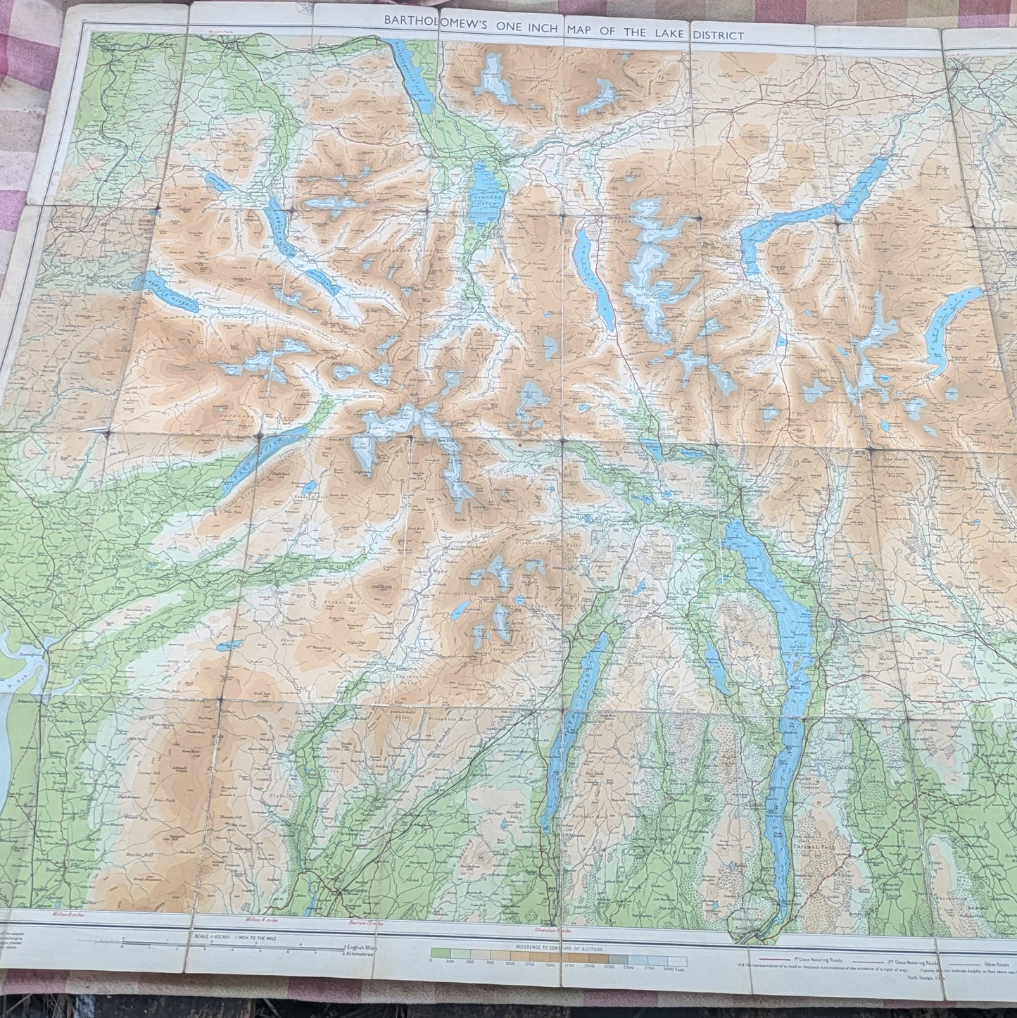 Antique English Maps- Bacon's Road-Map of the South Coast & Bartholomew's Map of the Lake District