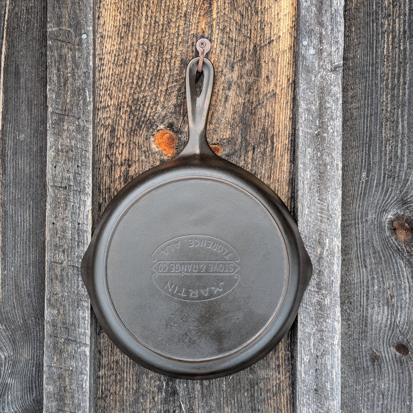 Vintage Martin Stove & Range Cast Iron Skillet #8 with Hamburger Logo