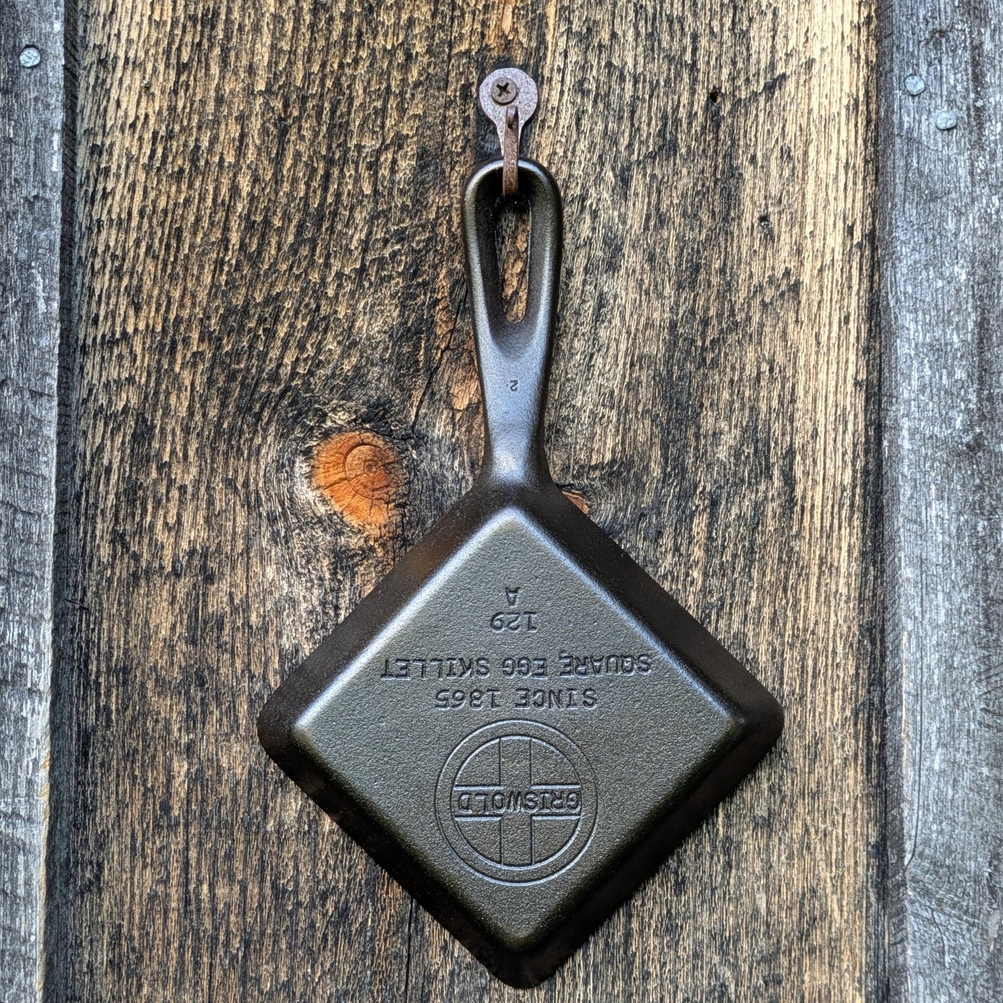 Vintage Griswold Cast Iron Square Egg Skillet #129 Block Logo