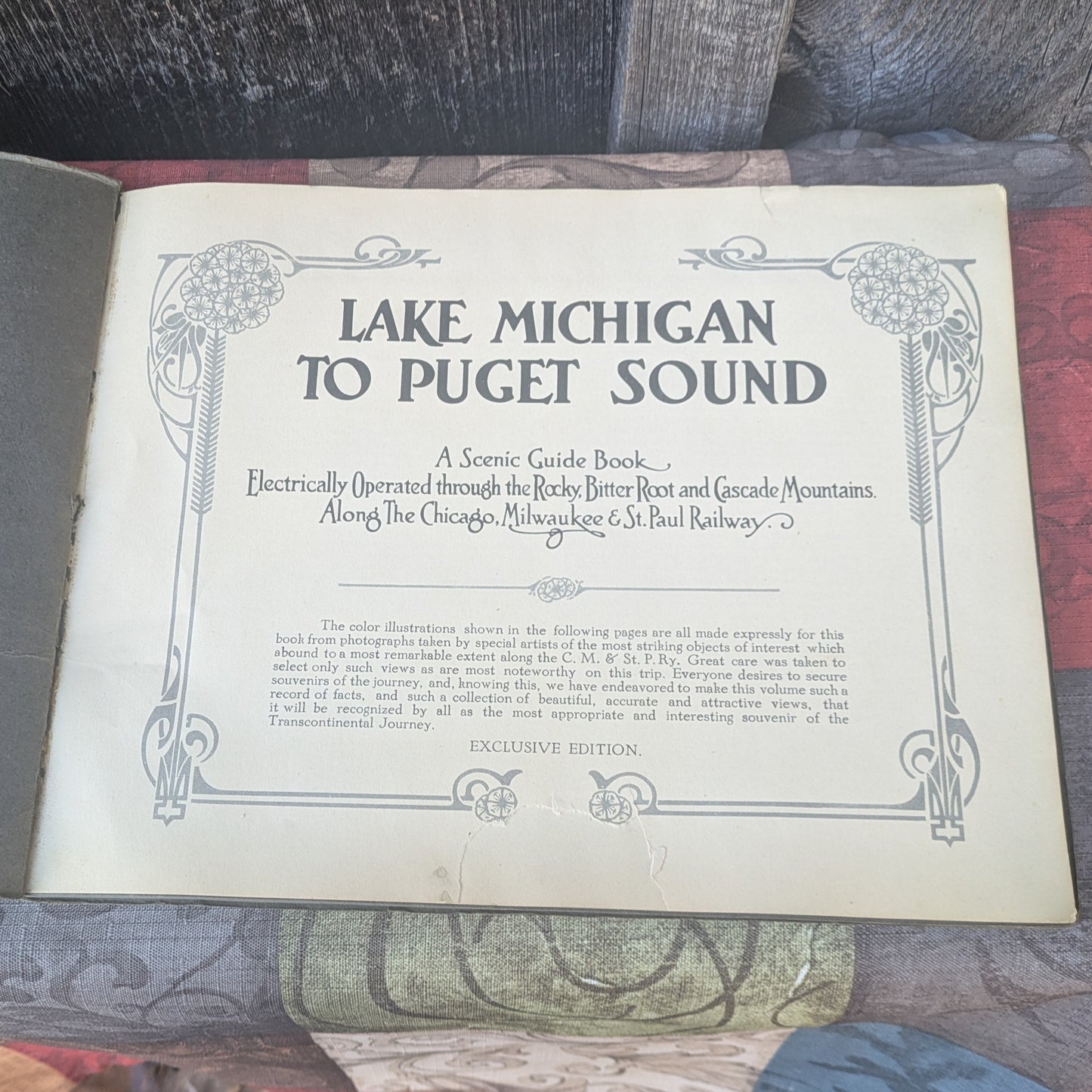 Antique 1914 Lake Michigan to Puget Sound Along the Chicago, Milwaukee & St. Paul Railway Scenic Guide Book Souvenir with Full Color Illustrations
