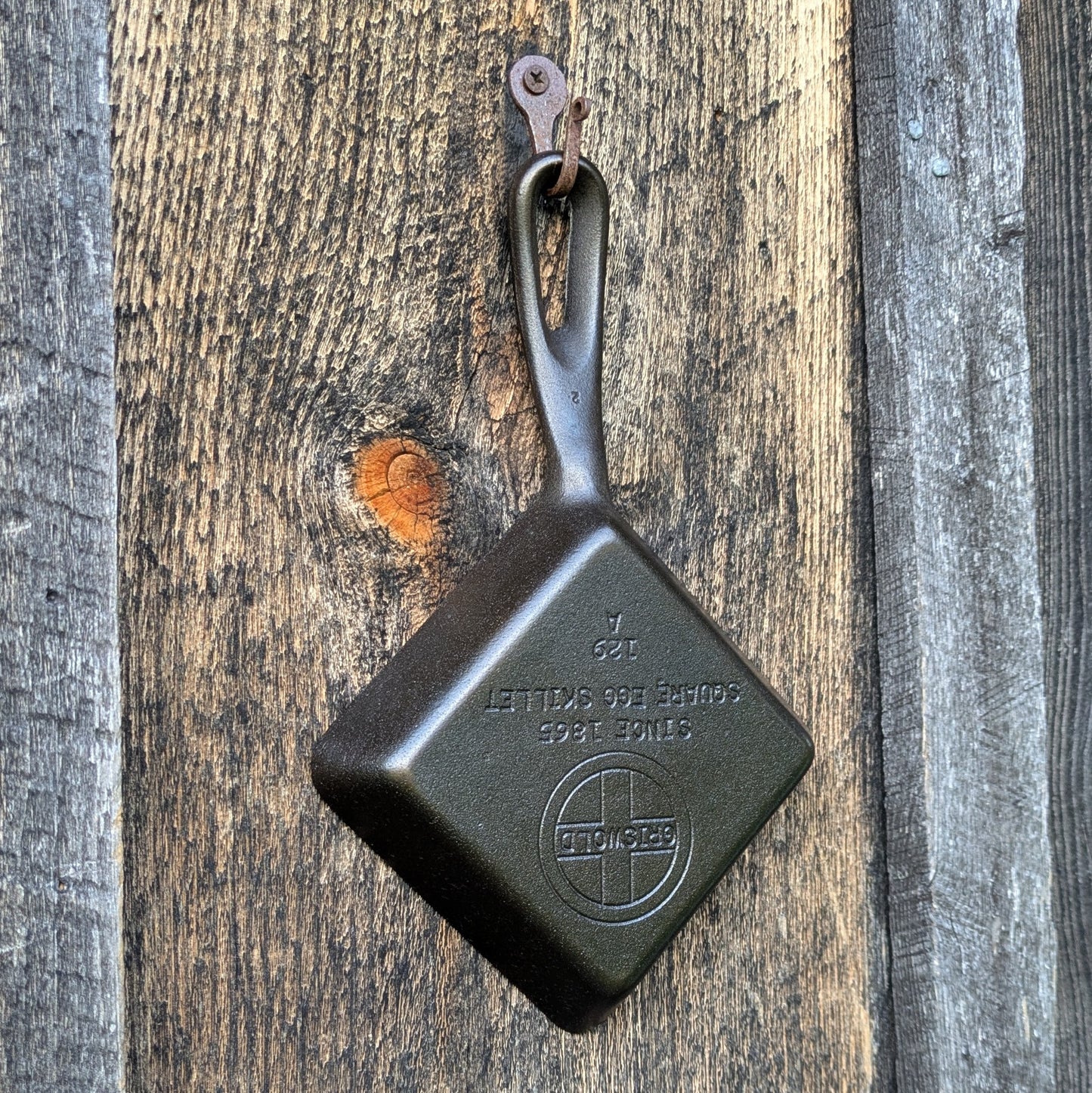 Vintage Griswold Cast Iron Square Egg Skillet #129 Block Logo