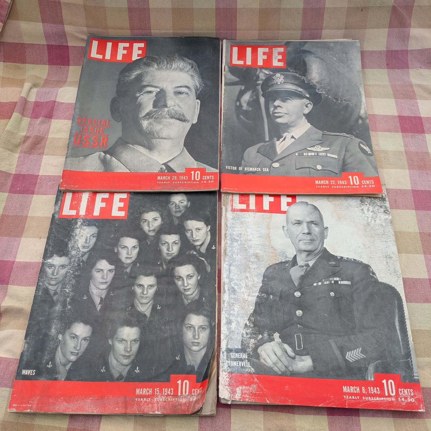 Set of 12 Vintage Life Magazines January-March 1943, WWII History