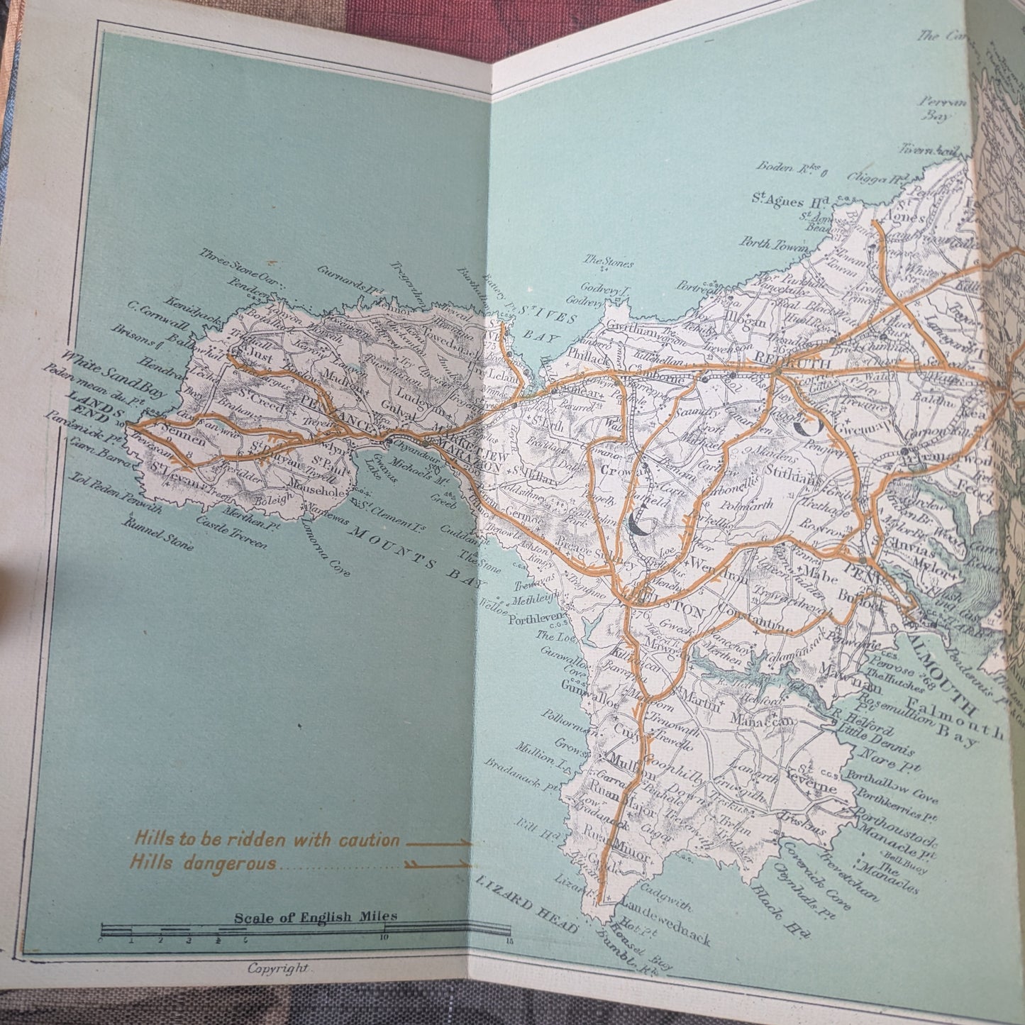 Antique English Maps- Bacon's Road-Map of the South Coast & Bartholomew's Map of the Lake District
