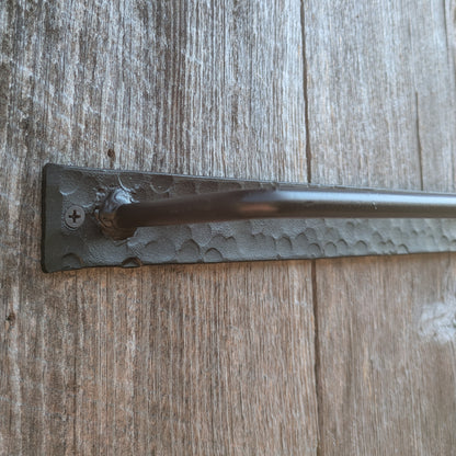 Hand Forged Paper Towel Holder with Hammer Finish Backplate