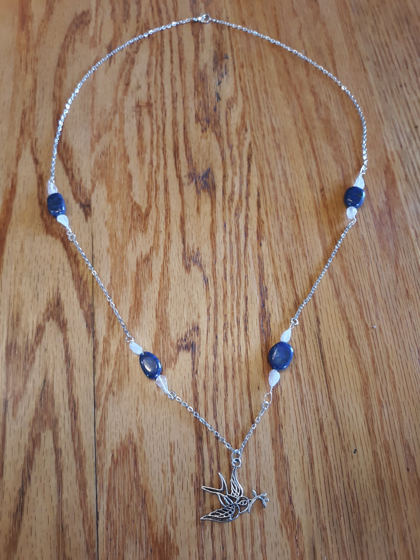 Bird on the Wing Lapis Lazuli and Moonstone Necklace