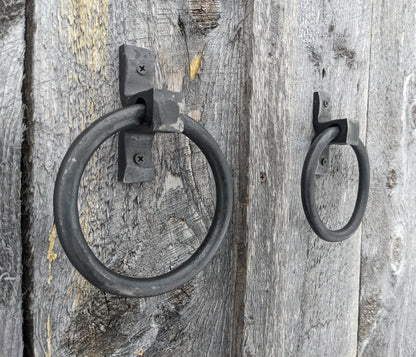 Large Hand Forged Ring Handles- 5" Diameter, Set of 2