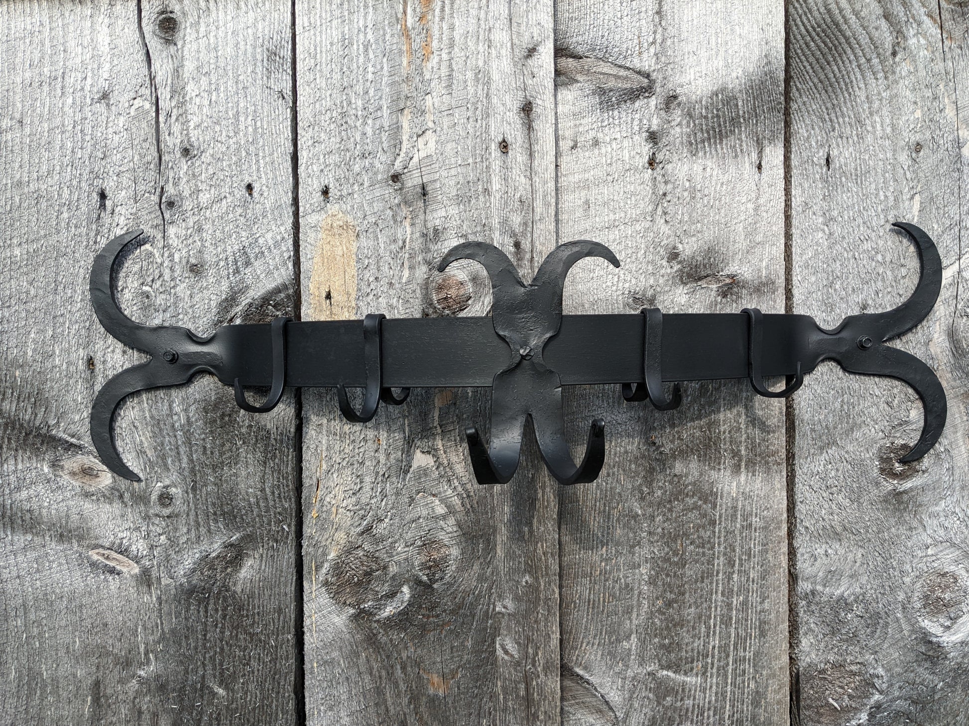 Hand Forged Scroll End Pot Rack with Movable Hooks – The Forge at