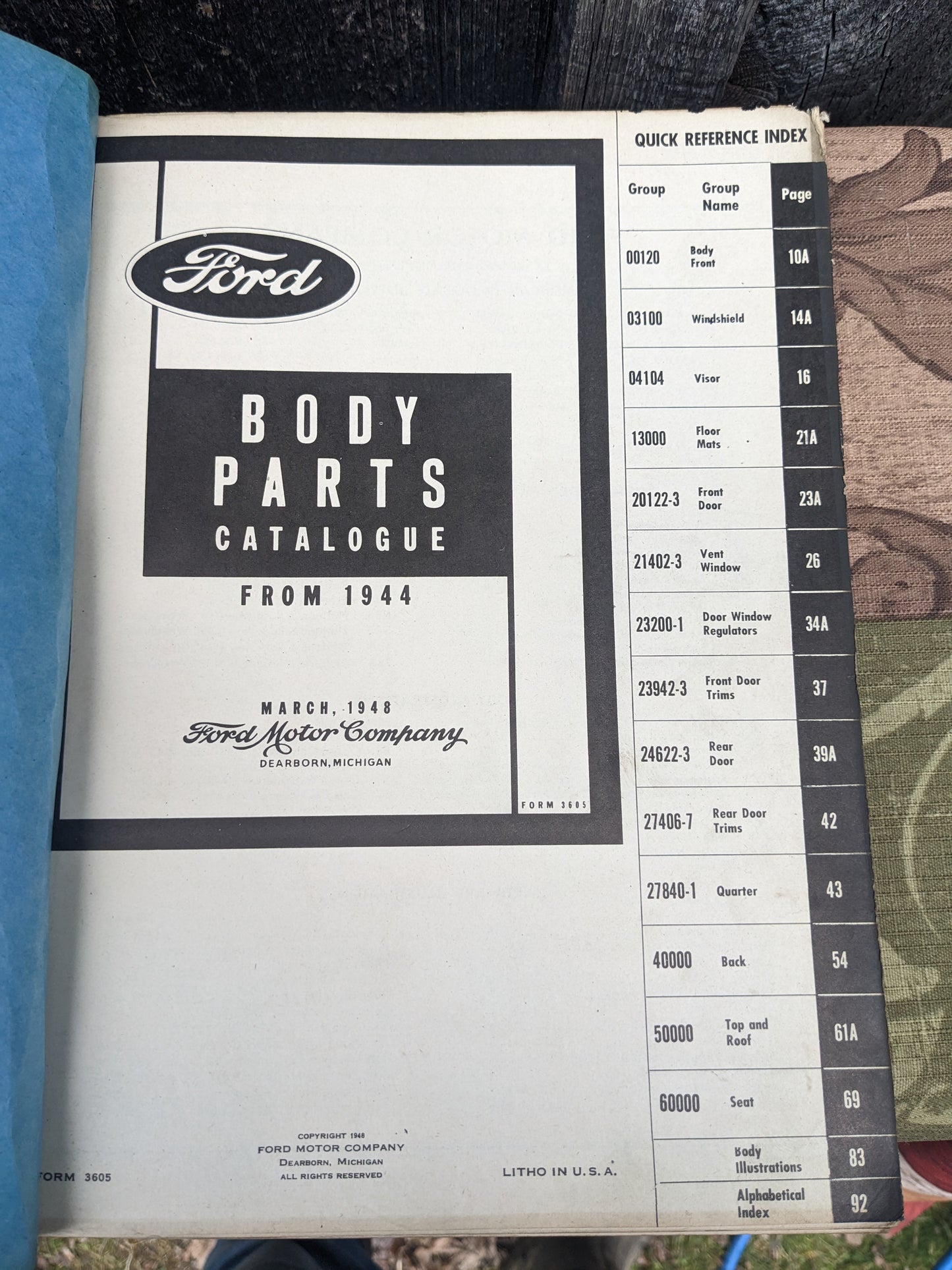 Ford Mercury 1944-1948 Body Part List for Passenger Cars, Commercial and Truck 1945 1946 1947