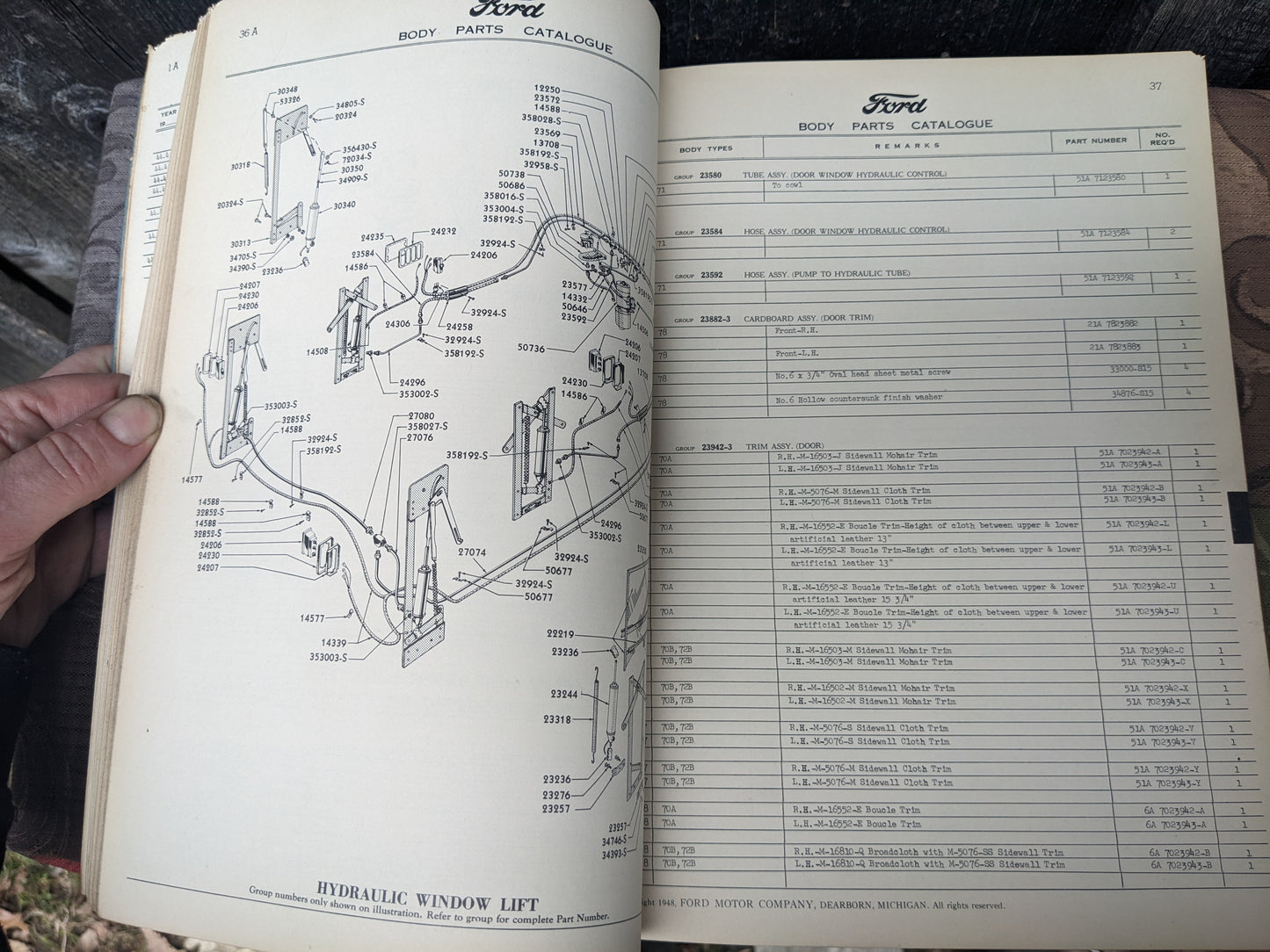 Ford Mercury 1944-1948 Body Part List for Passenger Cars, Commercial and Truck 1945 1946 1947