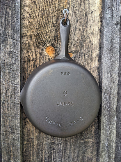2 Vintage Good Health Cast Iron Skillets by Griswold, #3 & #6