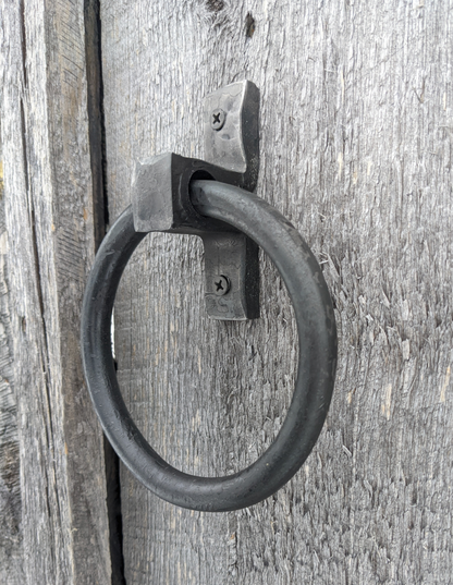 Single Large Hand Forged Ring Handle- 5" Diameter