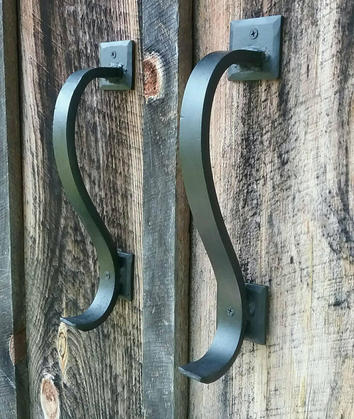 Set of 2 Gracefully Curved Hand Forged Door Pulls