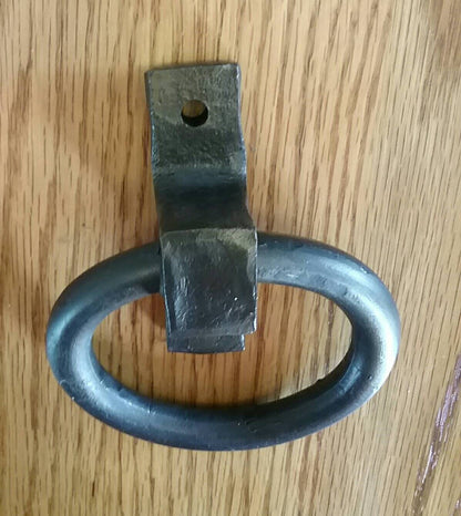 Single Round Ring Hand Forged Handle, Door Pull, Door Knocker, Tie Down
