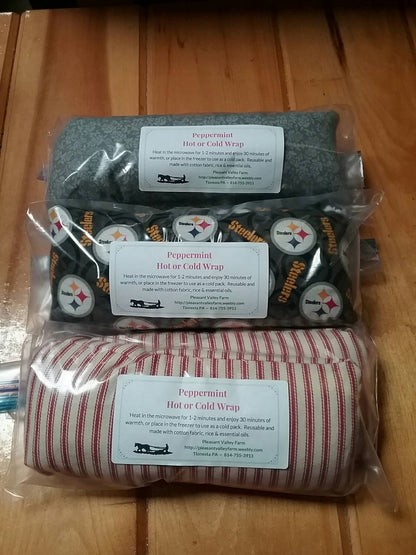Energizing Peppermint Scented Heating or Cooling Wrap, All-Natural Rice Bag. Reusable and Earth Friendly. Great for sinuses!