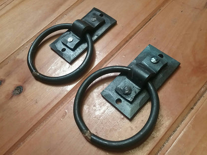 Set of 2 Hand Forged Brazed Ring Handles