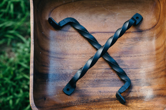 Set of 2 Twisted Hand Forged Handles